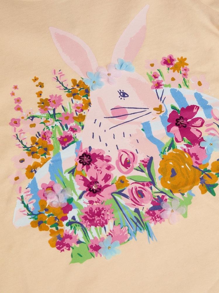 Monsoon Yellow Bunny Graphic Appliqué T-Shirt - Image 4 of 4