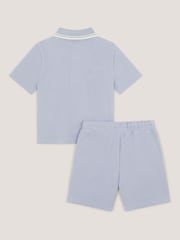 Monsoon Blue Jersey Polo Shirt & Shorts Set - Image 2 of 3