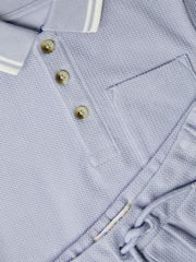 Monsoon Blue Jersey Polo Shirt & Shorts Set - Image 3 of 3
