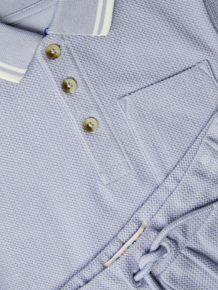 Monsoon Blue Jersey Polo Shirt & Shorts Set - Image 3 of 3