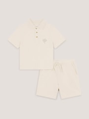 Monsoon Natural Palm Jersey Polo Shirt & Shorts Set - Image 1 of 3