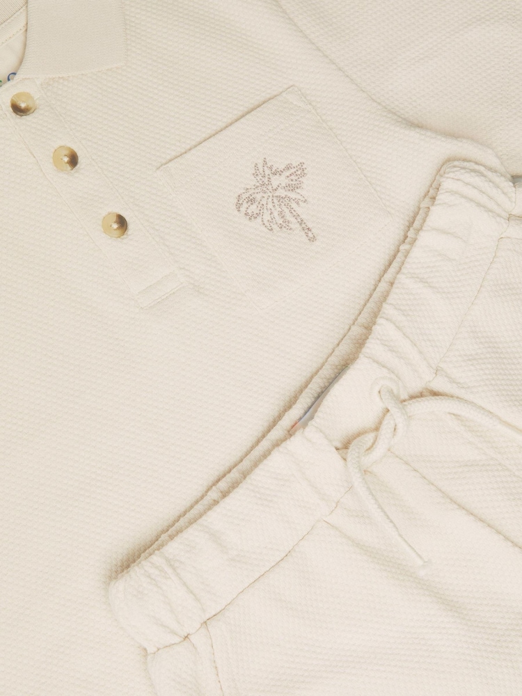 Monsoon Natural Palm Jersey Polo Shirt & Shorts Set - Image 3 of 3