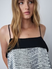 Silver Sequin Sleeveless Cami Top - Image 1 of 8