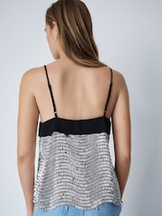 Silver Sequin Sleeveless Cami Top - Image 4 of 8