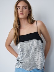 Silver Sequin Sleeveless Cami Top - Image 5 of 8