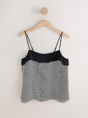 Silver Sequin Sleeveless Cami Top - Image 6 of 8