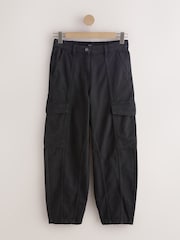 Washed Black Barrel Leg Cargo Trousers - Image 5 of 7