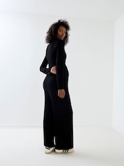 JoJo Maman Bébé Black Jersey Wrap Maternity Jumpsuit - Image 3 of 7