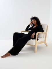 JoJo Maman Bébé Black Jersey Wrap Maternity Jumpsuit - Image 4 of 7