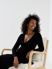 JoJo Maman Bébé Black Jersey Wrap Maternity Jumpsuit - Image 5 of 7