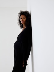 JoJo Maman Bébé Black Jersey Wrap Maternity Jumpsuit - Image 6 of 7
