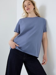 Jojo Maman Bébé Mid Blue Oversized Boyfriend Maternity Shirt - Image 1 of 5