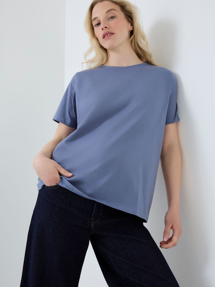 Jojo Maman Bébé Mid Blue Oversized Boyfriend Maternity Shirt - Image 1 of 5 Jojo Maman Bébé Mid Blue Oversized Boyfriend Maternity Shirt - Image 1 of 5