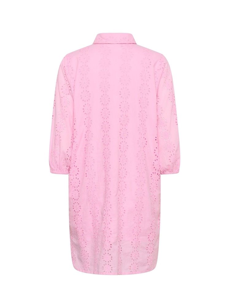 Kaffe Pink KaDona Embroidered Shirt Dress - Image 6 of 6