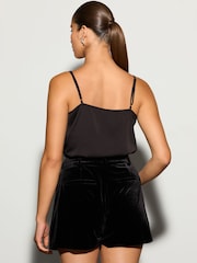 Black Velvet Tailored Shorts - Image 3 of 4