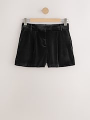 Black Velvet Tailored Shorts - Image 5 of 7