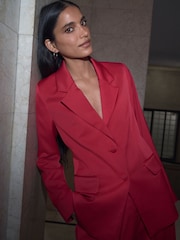 Red Satin Single Breasted Blazer - Image 1 of 7