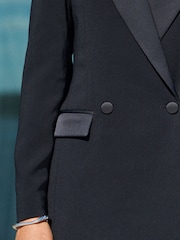 Black Tuxedo Suit Double Breasted Jacket - Image 4 of 7