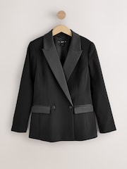Black Tuxedo Suit Double Breasted Jacket - Image 5 of 7