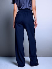 Navy Blue Sparkle Side Stripe Straight Leg Trousers - Image 4 of 8