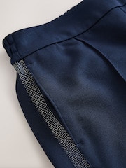 Navy Blue Sparkle Side Stripe Straight Leg Trousers - Image 8 of 8