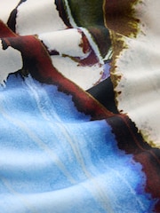 Blue Animal Print Long Sleeved V-Neck Cuff Top - Image 2 of 3