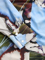 Blue Animal Print Long Sleeved V-Neck Cuff Top - Image 3 of 3