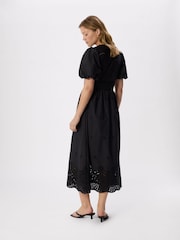 Хлопковое платье с V-образным вырезом и вышивкой ришелье Whistles - Изображение 2 5