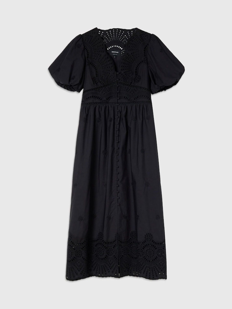 Хлопковое платье с V-образным вырезом и вышивкой ришелье Whistles - Изображение 5 5