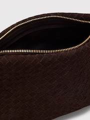 Whistles Brown Avah Woven Suede Zip Clutch - Image 3 of 5