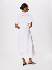 Whistles White Cotton Broderie V-Neck Dress - Image 2 of 6