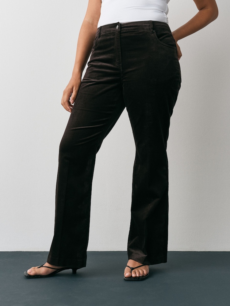 Chocolate Brown Hourglass Cord Bootcut Trousers with Modal - Image 1 of 4
