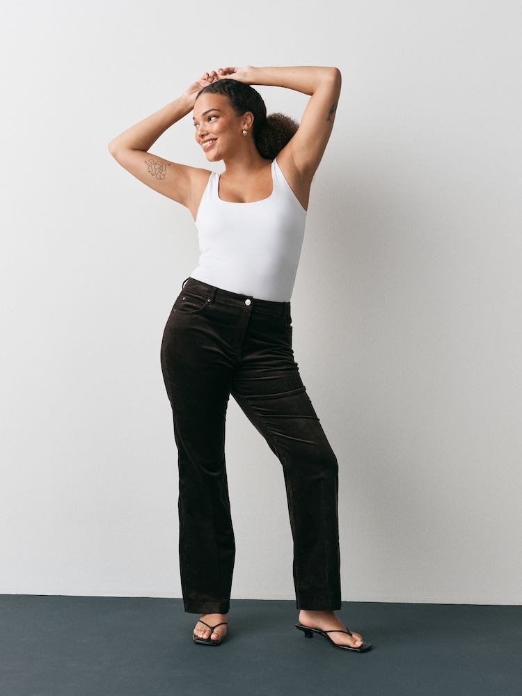 Chocolate Brown Hourglass Cord Bootcut Trousers with Modal - Image 2 of 4