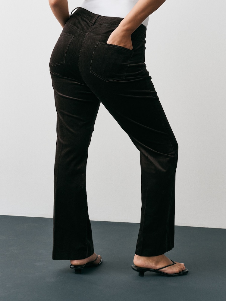 Chocolate Brown Hourglass Cord Bootcut Trousers with Modal - Image 4 of 4