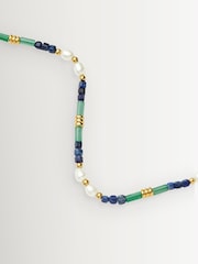 Missoma Gold Beaded Gemstone & Pearl Short Necklace - Image 3 of 3