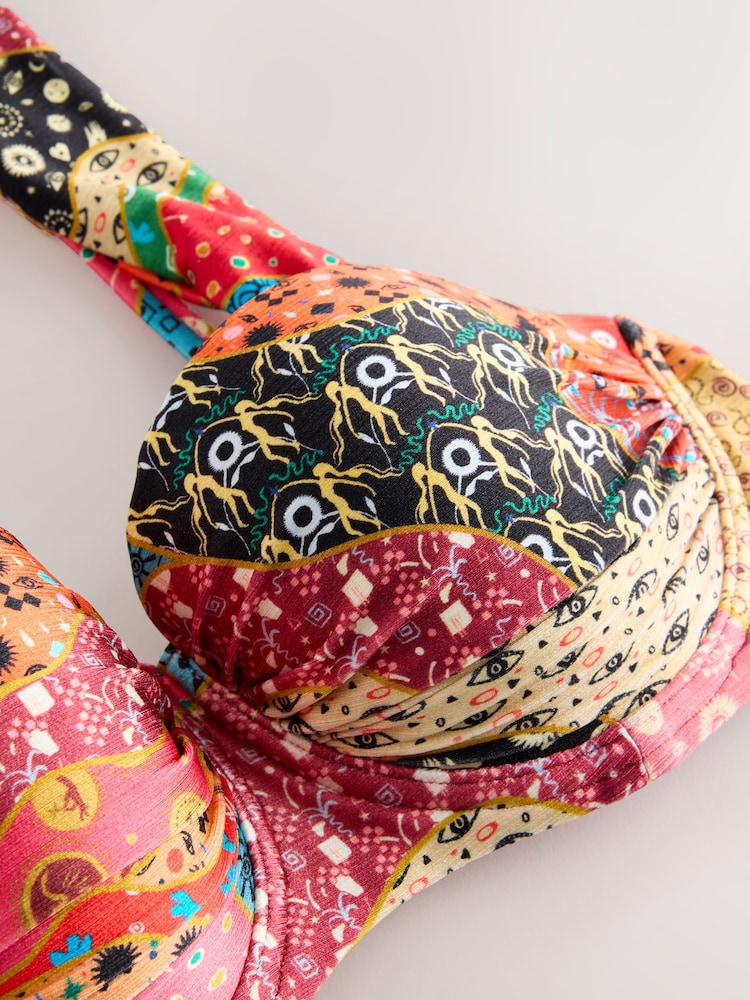 Never Fully Dressed Pink/Orange Mosaic Padded Underwired Bikini Top - Image 2 of 3 Never Fully Dressed Pink/Orange Mosaic Padded Underwired Bikini Top - Image 2 of 3