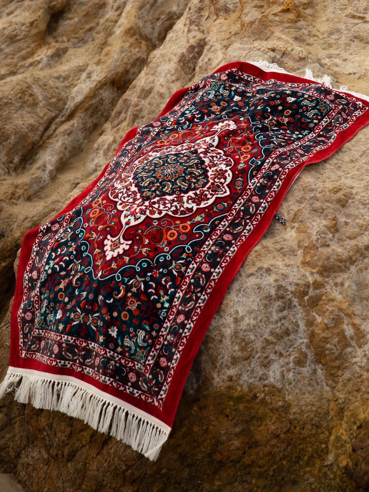 SlowTide Burgundy Haven Cotton Artistic Beach Towel - Image 1 of 8