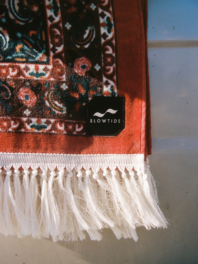 SlowTide Burgundy Haven Cotton Artistic Beach Towel - Image 2 of 8