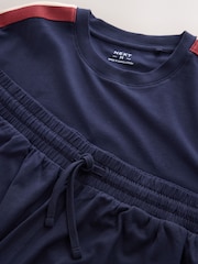 Navy Side Stripe Stripe Short Sleeve Pyjamas Set - Image 12 of 13