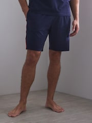 Navy Side Stripe Short Sleeve Jersey Pyjamas Set - Image 4 of 7