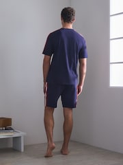 Navy Side Stripe Short Sleeve Jersey Pyjamas Set - Image 5 of 7