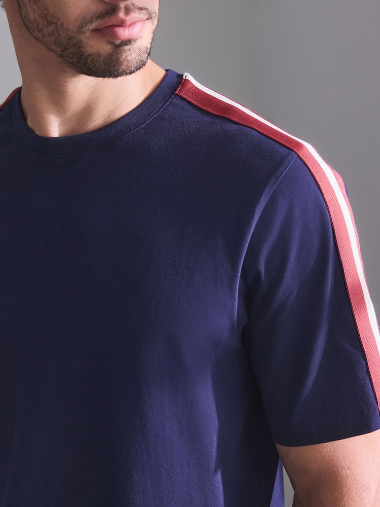 Navy Side Stripe Short Sleeve Jersey Pyjamas Set - Image 7 of 7 Navy Side Stripe Short Sleeve Jersey Pyjamas Set - Image 7 of 7