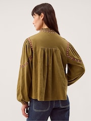 Monsoon Green Fabia Embroidered Blouson Blouse - Image 4 of 5