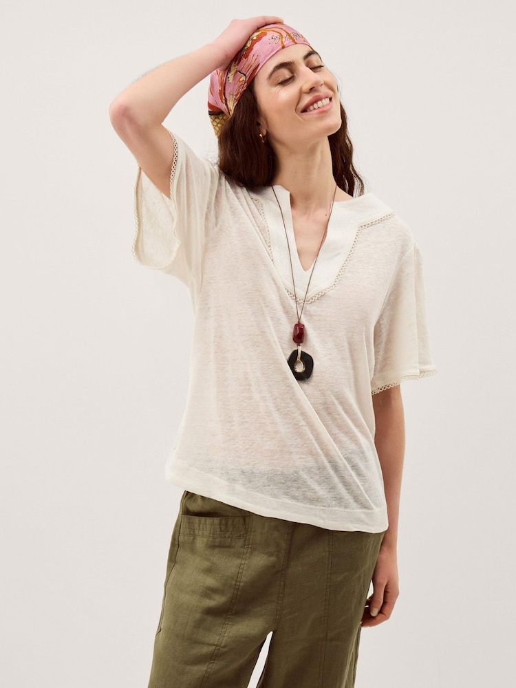 Monsoon Logan Linen T-Shirt - Imaginea 1 din 4