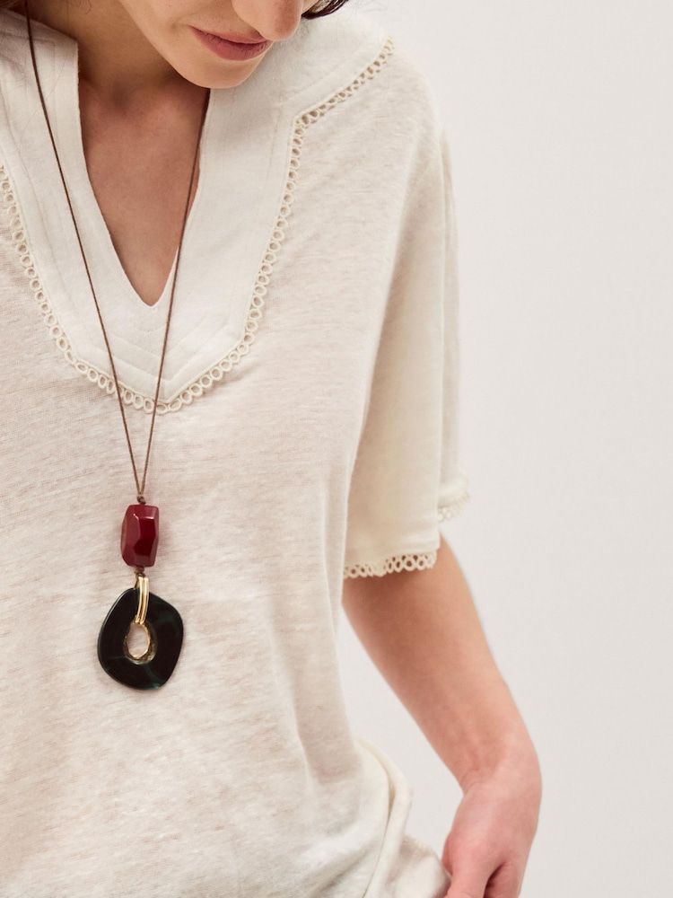 Monsoon Logan Linen T-Shirt - Imaginea 2 din 4