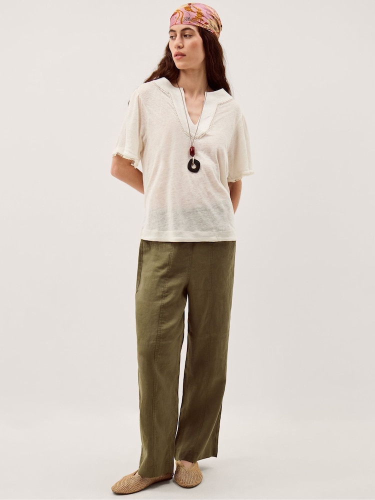 Monsoon Logan Linen T-Shirt - Imaginea 4 din 4