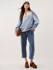 Monsoon Blue Erica V-Neck Embroidered Blouse - Image 2 of 5