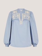 Monsoon Blue Erica V-Neck Embroidered Blouse - Image 5 of 5