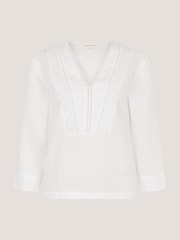 Monsoon White Jayla V-Neck Lace Linen Blouse - Image 5 of 5