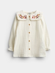Dusky Pink - JoJo Maman Bébé Embroidered Blouse & Knit Pinafore Set - Larawan 2 ng 6
